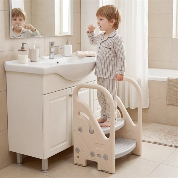  Convertible 2-Step Toddler Step Stool Multifunctional Kids Ladder Seat for Kitchen Bathroom view 3