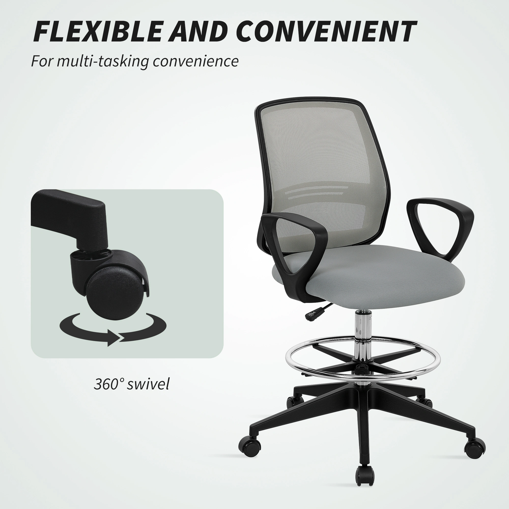 Ergonomic Massage Office Chair with Lumbar Support, Breathable High Back Swivel Chair for Office view 3