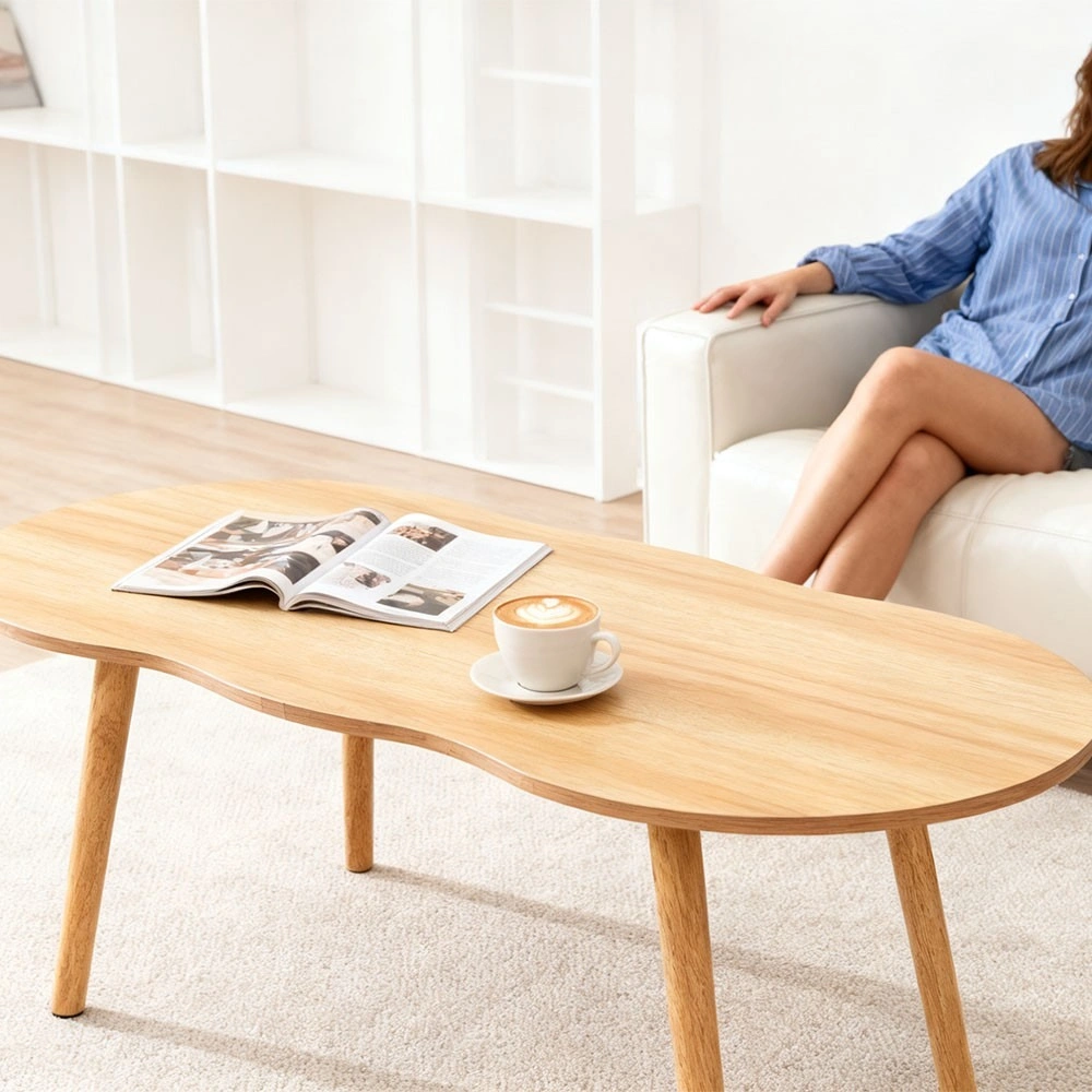 Modern Natural Wooden Coffee Table for Living Room - Sofa Centre Tea Table, Scandinavian Design view 2