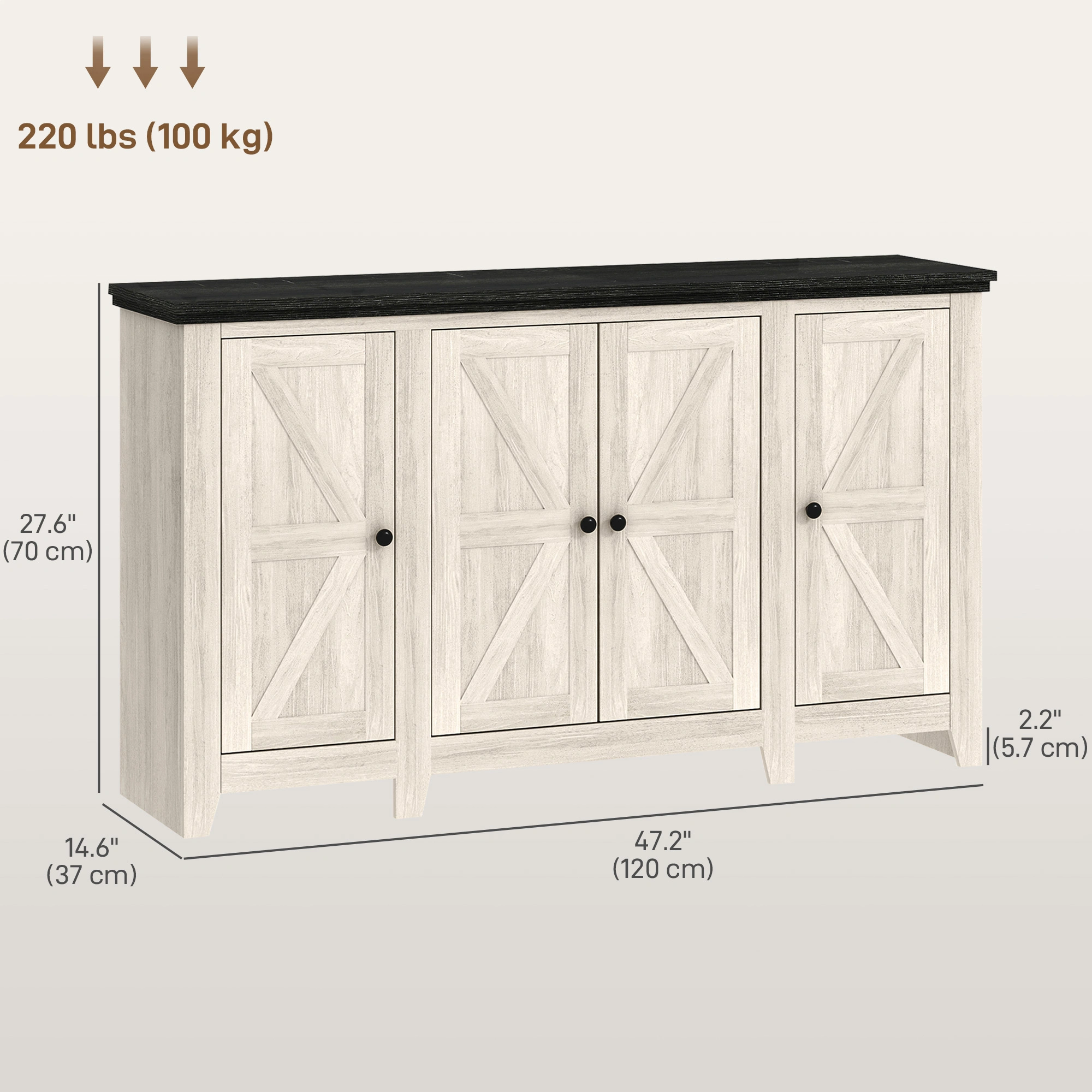 Large Kitchen Storage Cabinet with Adjustable Shelves, Freestanding Pantry Organizer, Black view 3