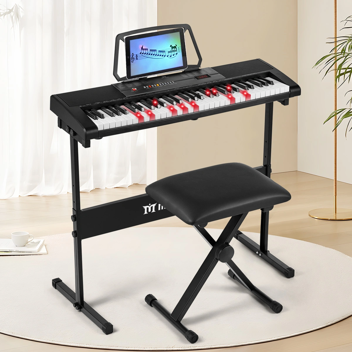 Electronic Keyboard 61 Keys, Rechargeable Portable Piano with Microphone, Music Learning Instrument for Kids and Beginners view 2