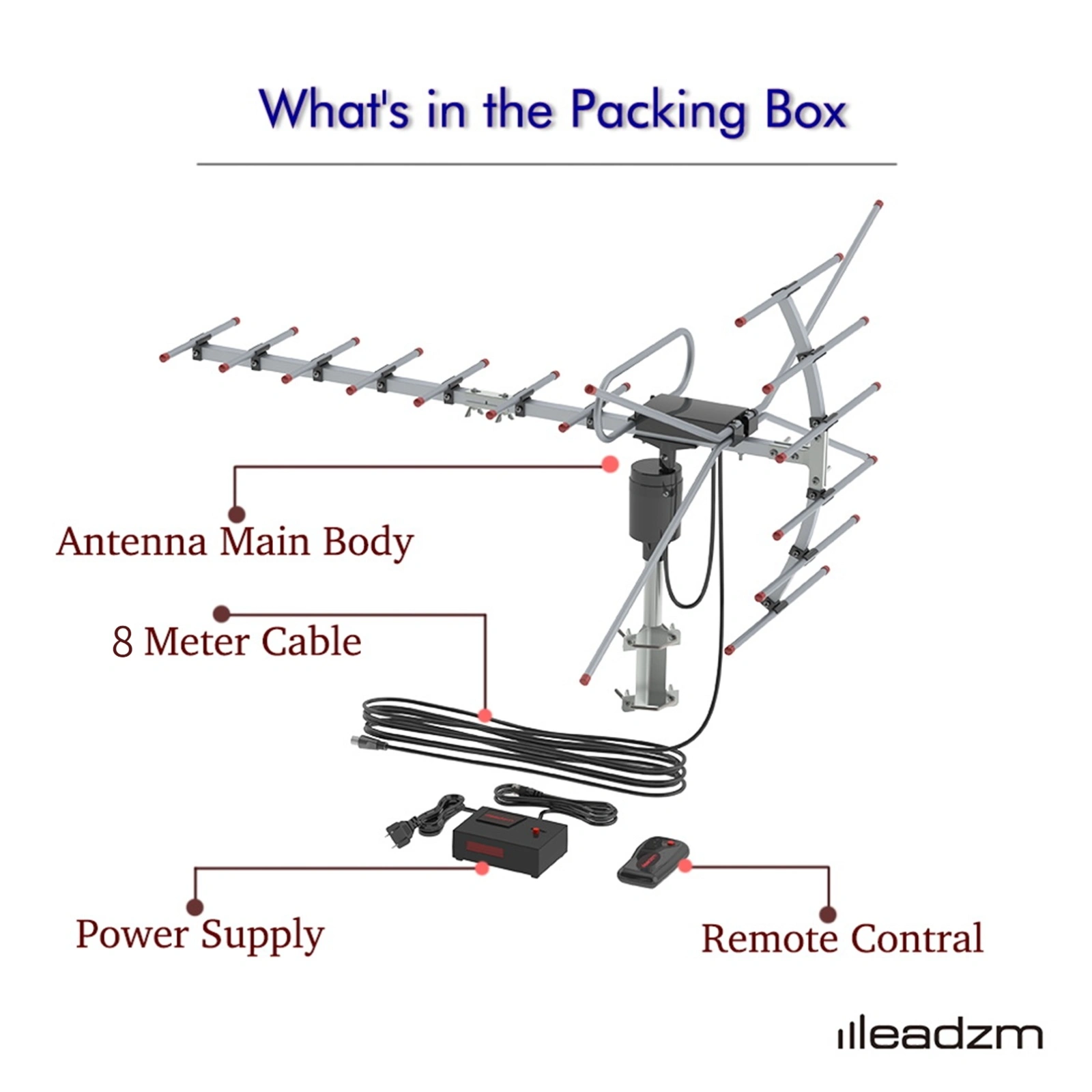 TA-001 360°Rotation UV 45-230MHz/470-860MHz 15-22dB Outdoorn Antenna Black view 15