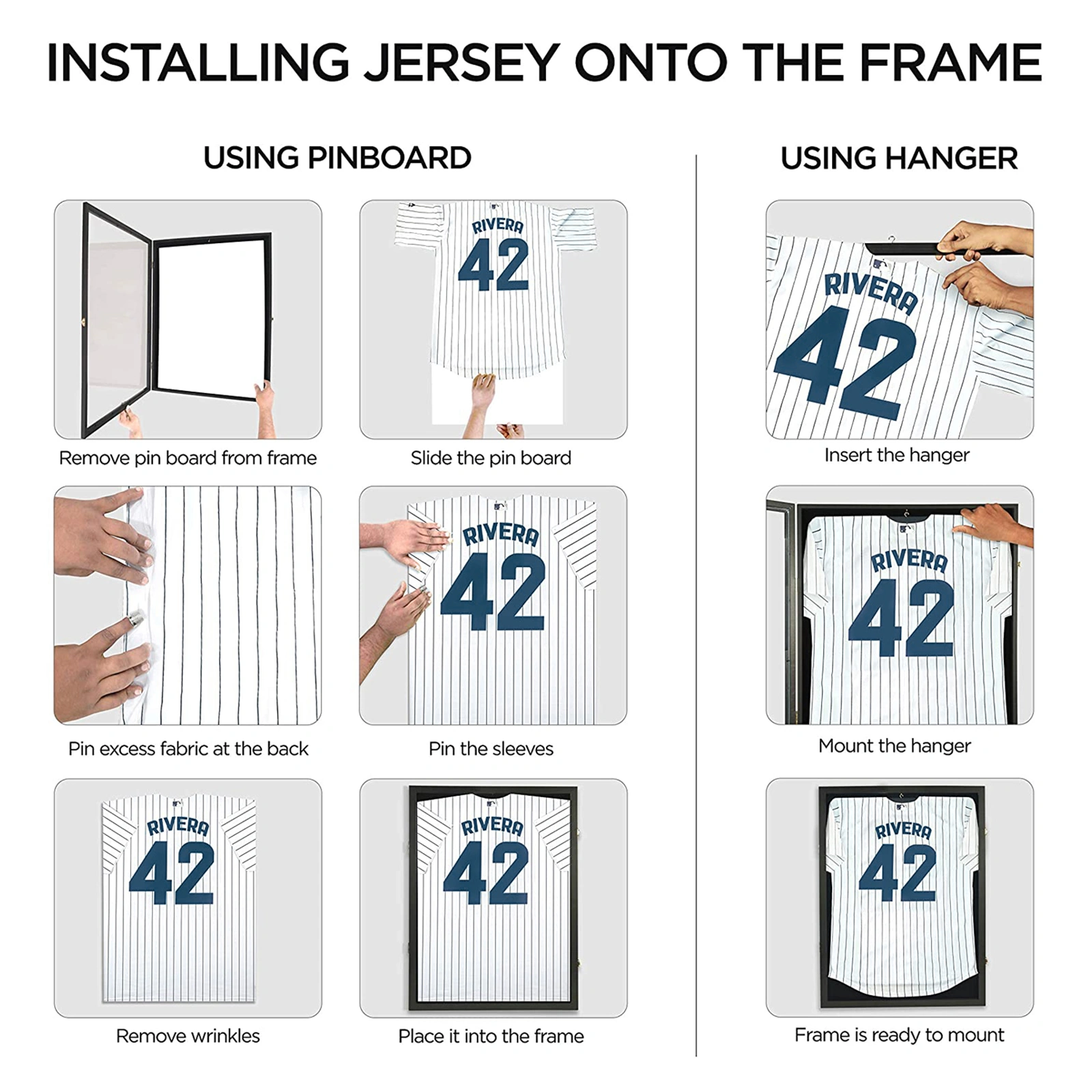 Shirt Display Frame With UV Resistant Acrylic and Hanger, Wall Mounted Baseball Basketball Football Hockey Shirt Display Frame Black view 8