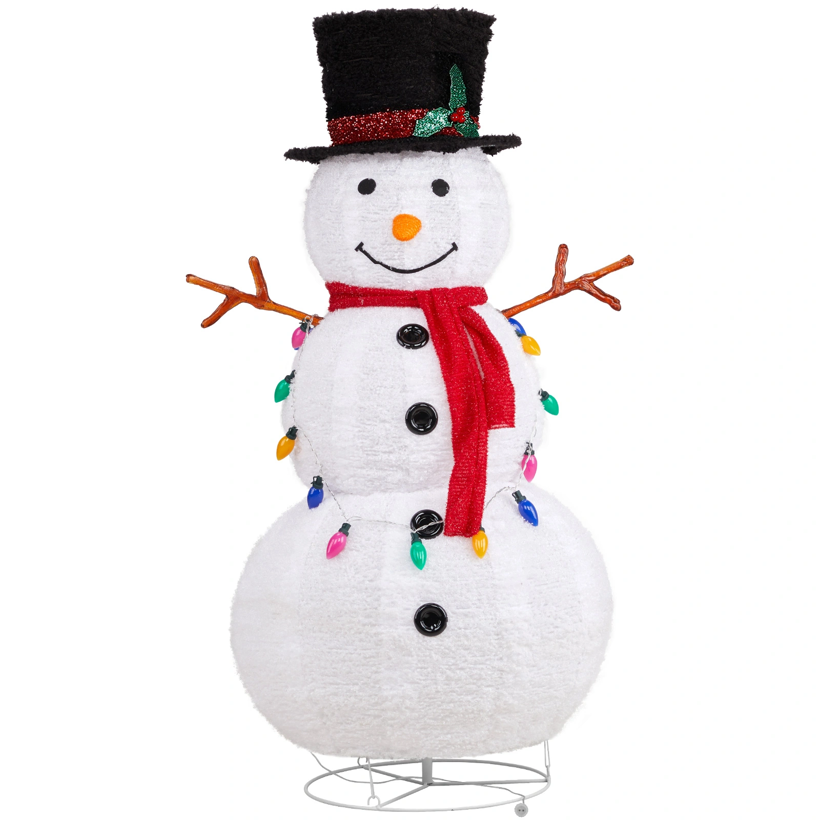 4ft 100LED 20 Lanterns Cashmere Fabric Retractable Snowman Garden Snowman Decoration