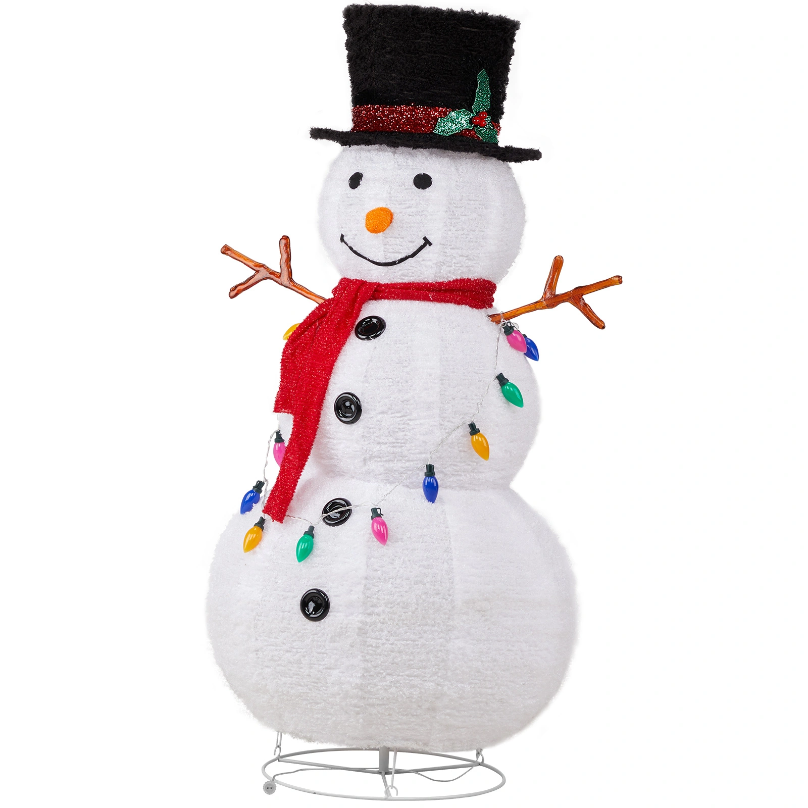 4ft 100LED 20 Lanterns Cashmere Fabric Retractable Snowman Garden Snowman Decoration view 4