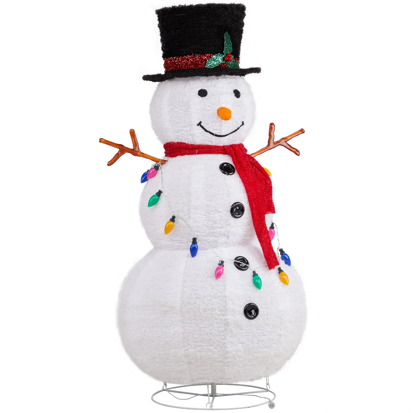 4ft 100LED 20 Lanterns Cashmere Fabric Retractable Snowman Garden Snowman Decoration view 5
