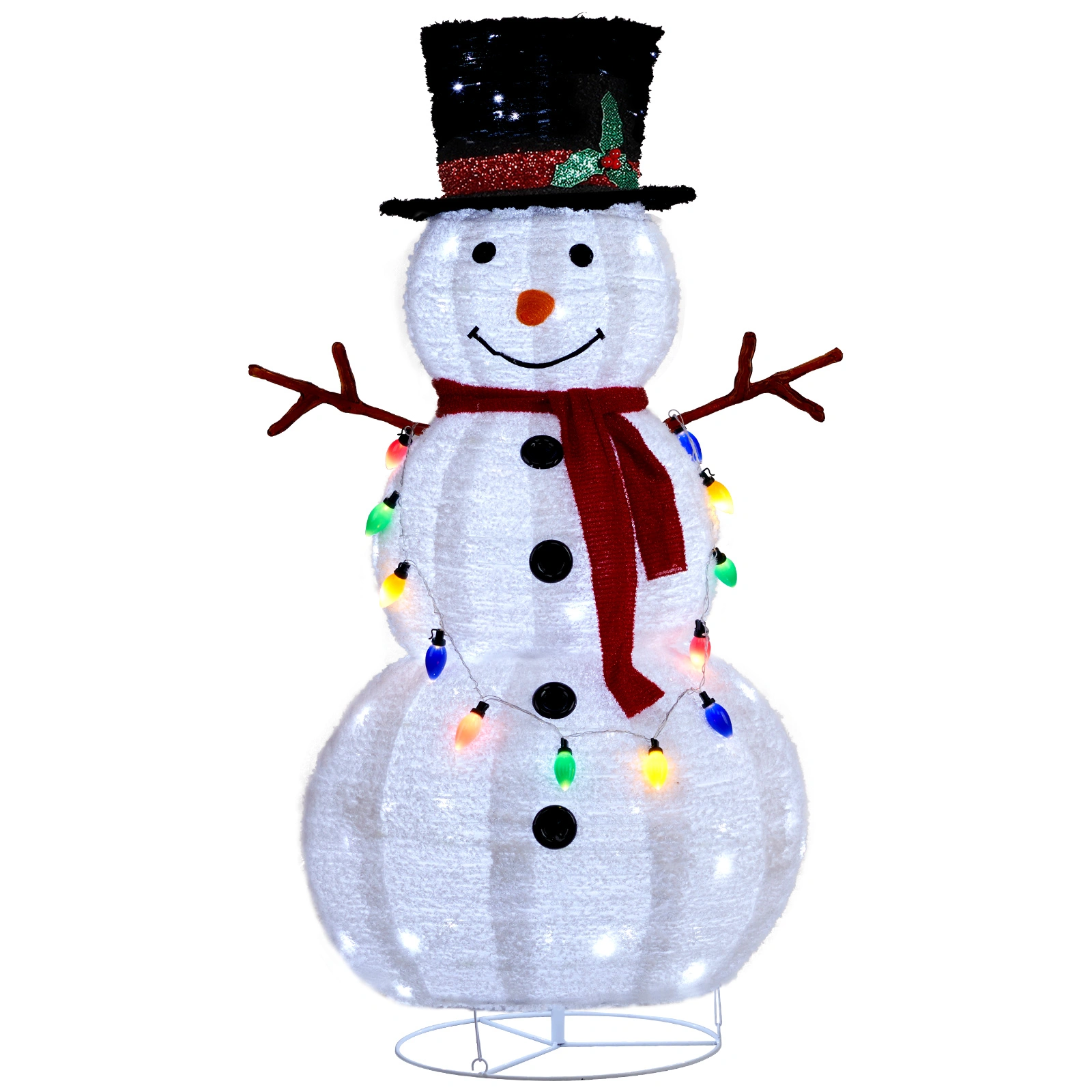 4ft 100LED 20 Lanterns Cashmere Fabric Retractable Snowman Garden Snowman Decoration view 6