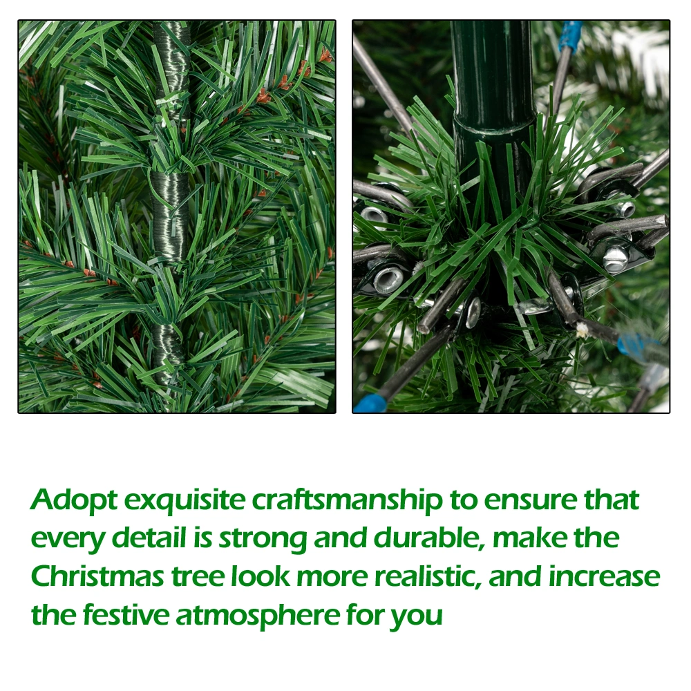 6 FT Snow Tipped Artificial Christmas Tree, DIY 100 Warm Battery-Operated Lights, Hinged Pine Tree, 920 Branch Tips, 52 Pine Cones view 2