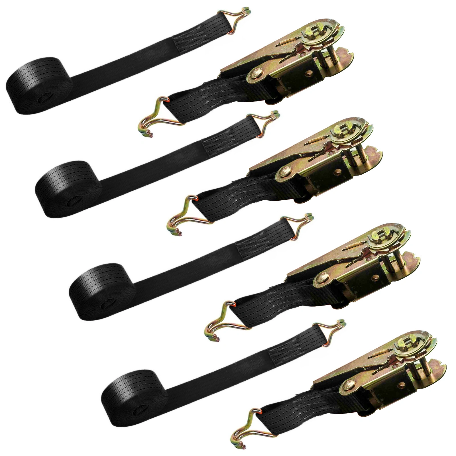 4x Ratchet Straps Tie Down 25mm x 6m Black 3000kg Lashing Endless Loop Straps view 4