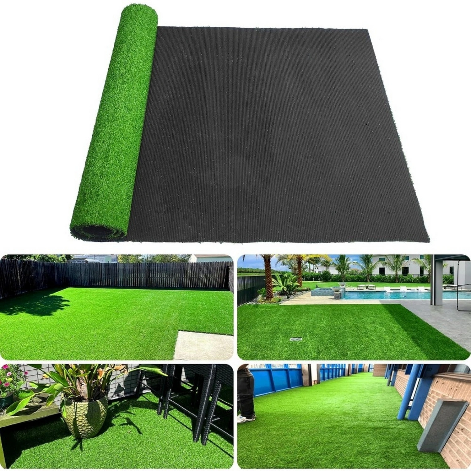 3ft x 16ft Premium Artificial Turf Mat with Drainage Holes, Thick Fake Grass with Rubber Backing for Indoor Outdoor Pet Garden Lawn Patio Balcony
