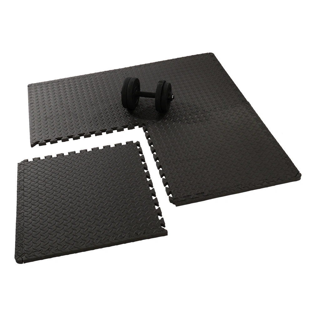 18pcs Puzzle Exercise Mats 60x60x1cm, EVA Floor Protection Interlocking Tiles, Non-Slip Waterproof Fitness Gym Mat, Black