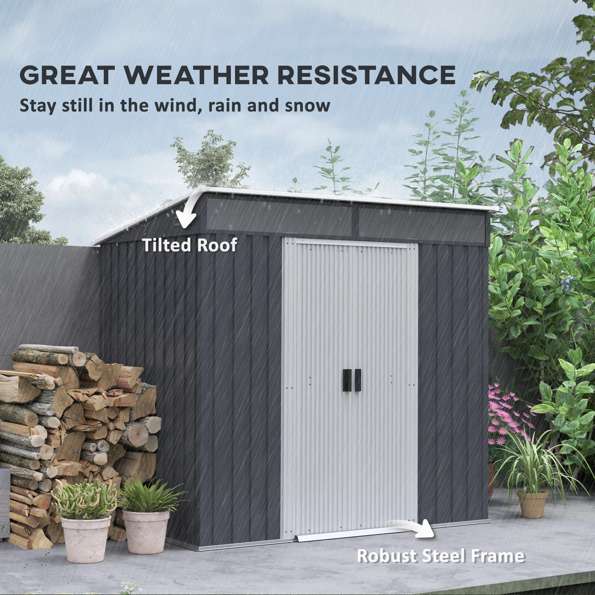 Deluxe Garden Shed 8x6 Large Outdoor Storage House Heavy Duty Roof Rain Resistant Garden Tool Organizer view 2