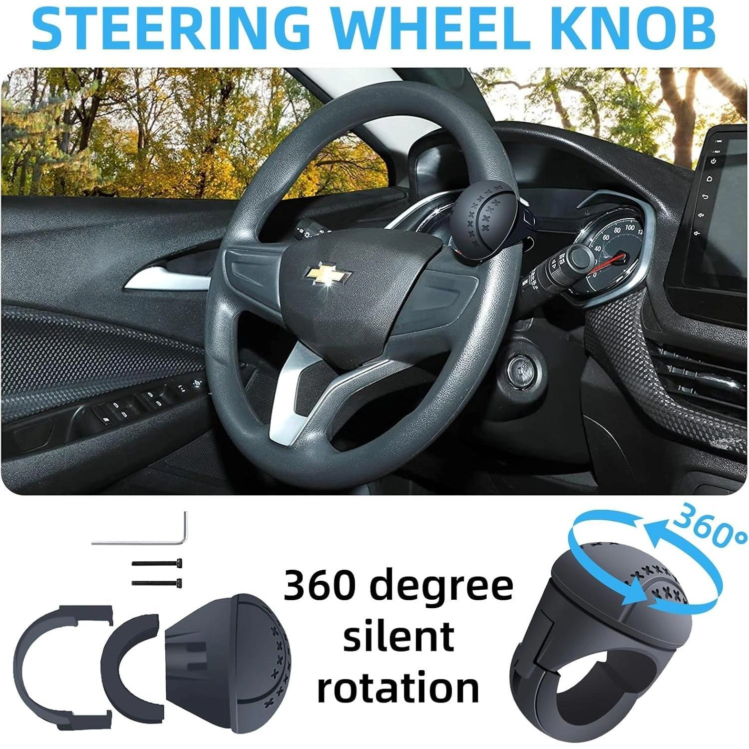 360° Steering Wheel Spinner Knob Non-Slip Silicone Steering Wheel Booster for Car Truck Boat Mower Tractor Forklift view 5