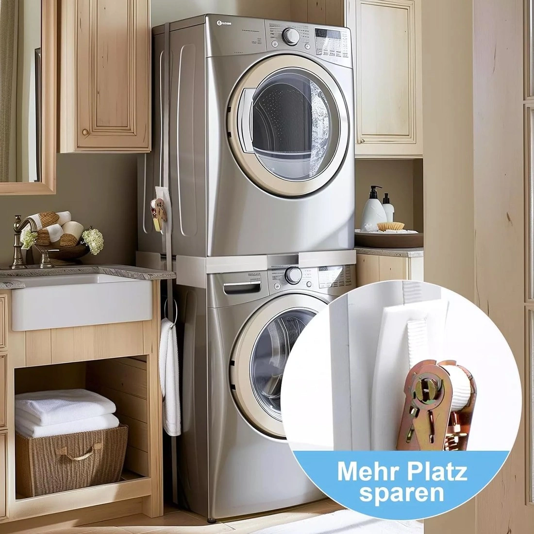 Universal Stacking Kit for Washer and Dryer - NEW Connection Frame, Fits Most Front Load Machines view 3
