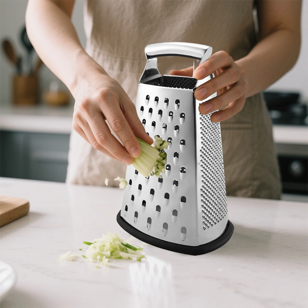 Stainless Steel 4-Sided Food Grater for Cheese Vegetable BBQ Kitchen Grating view 2