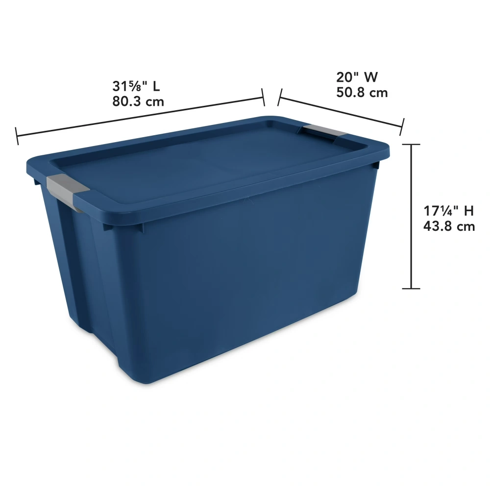2-Pack Blue 34 Gallon Extra-Large Storage Bins, Plastic Containers with Latch Lid view 3