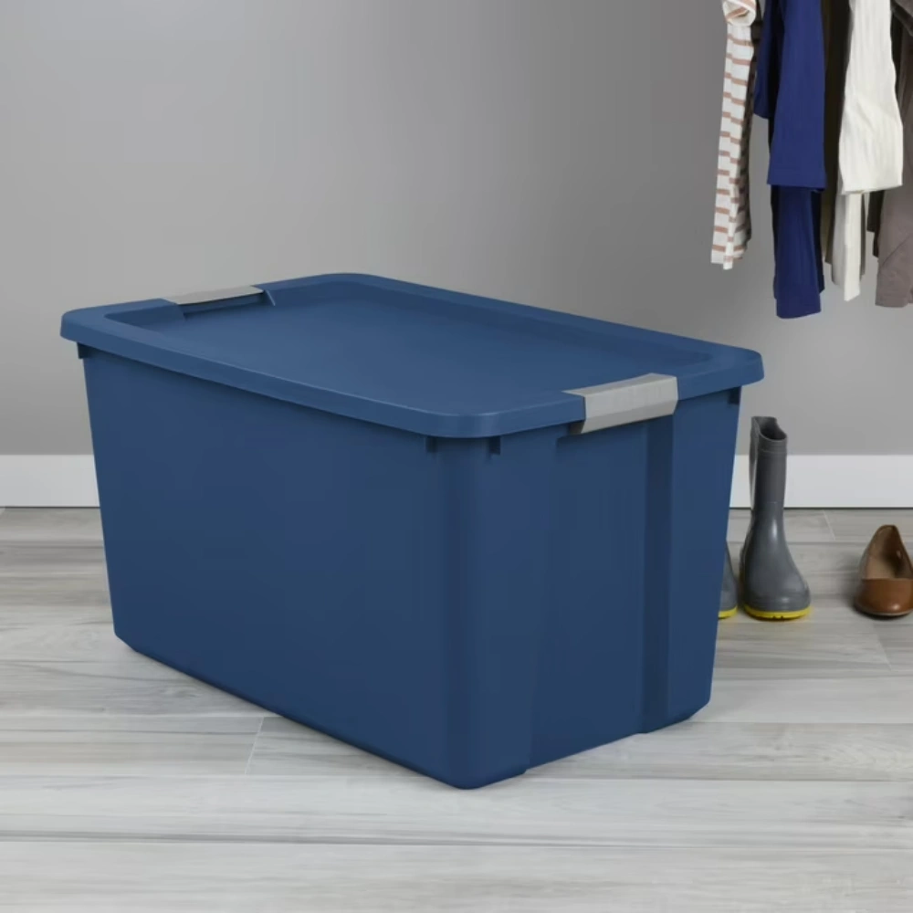 2-Pack Blue 34 Gallon Extra-Large Storage Bins, Plastic Containers with Latch Lid view 6