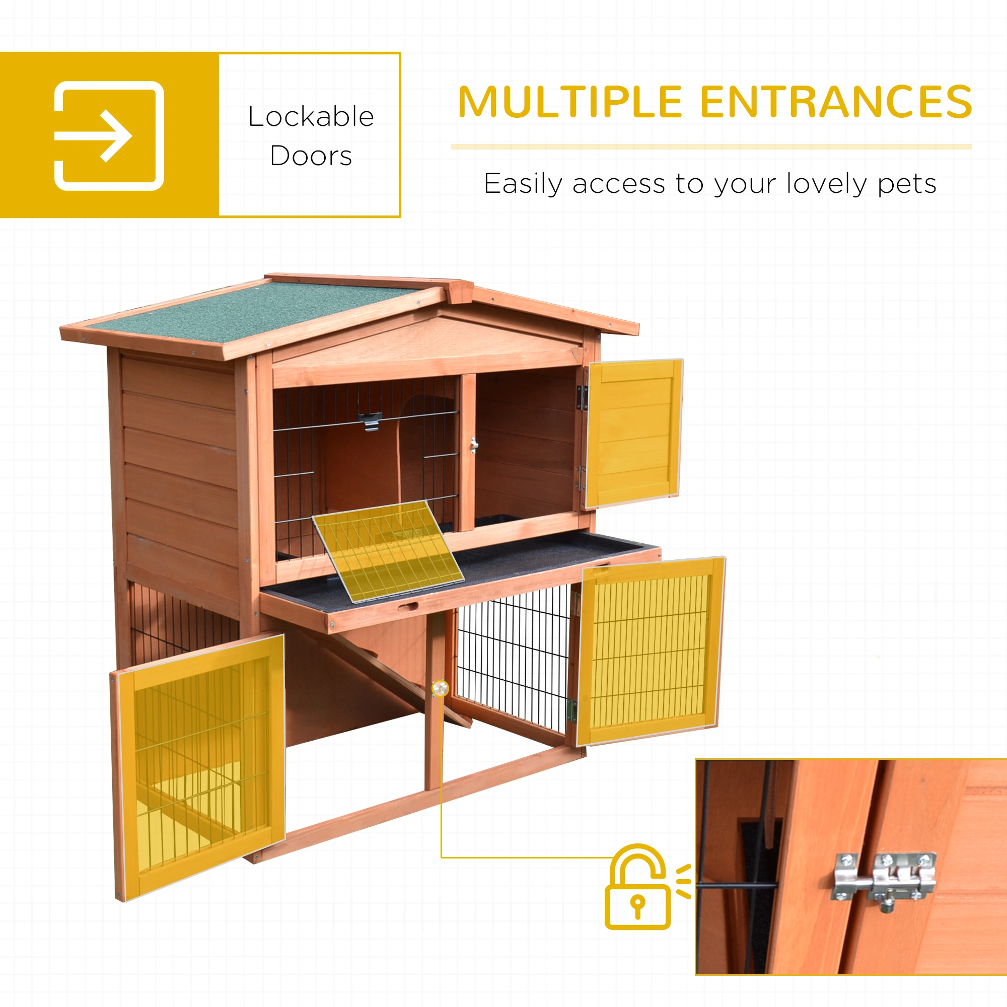 Small Animal Playpen Cage - Indoor Outdoor Pet Enclosure for Rabbits, Guinea Pigs, Chinchillas - Portable Folding Wire Exercise Pen view 2