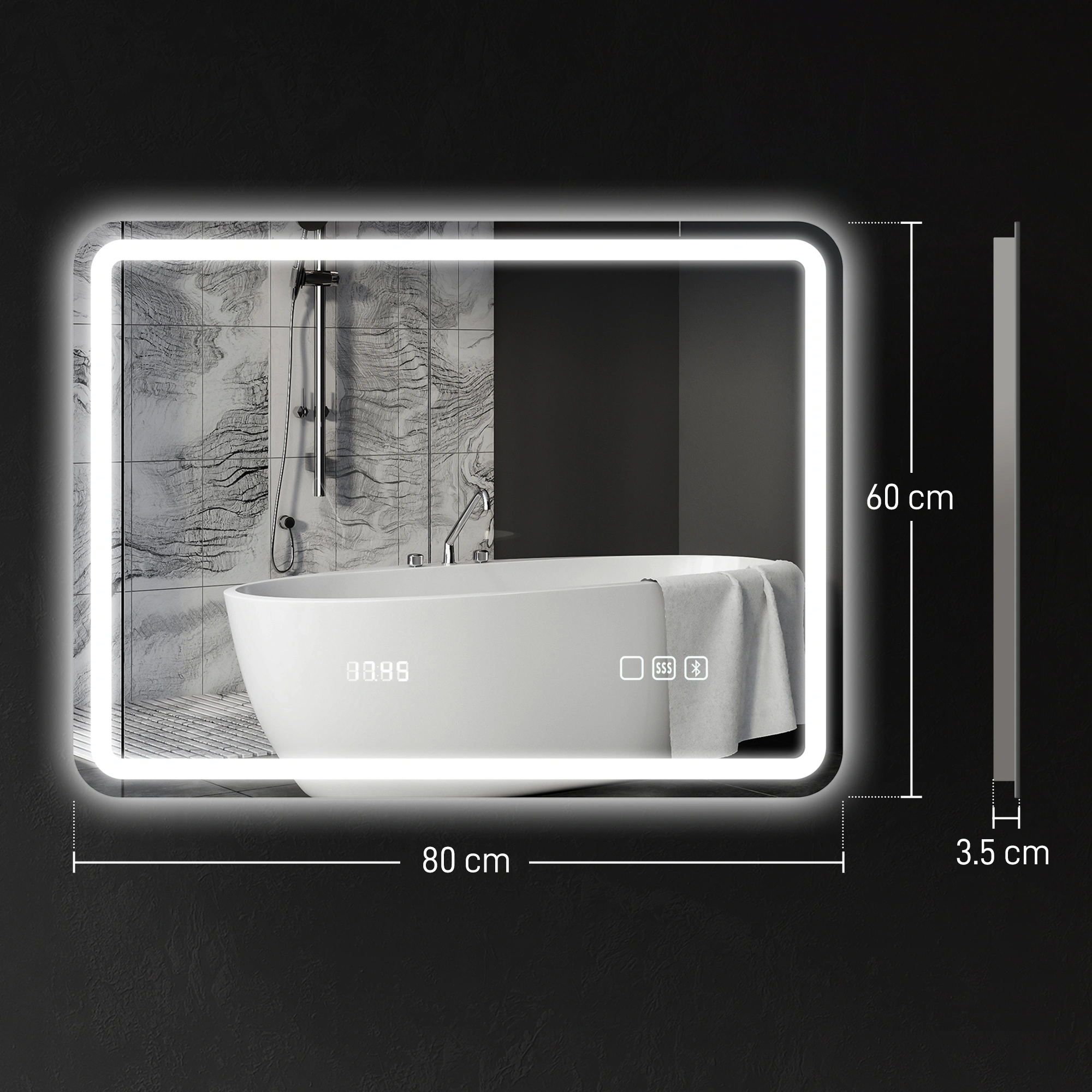 Bathroom Vanity Cabinet with Mirror, Modern Wall Hung Medicine Storage, Soft Close Door, Tempered Glass Shelf view 5
