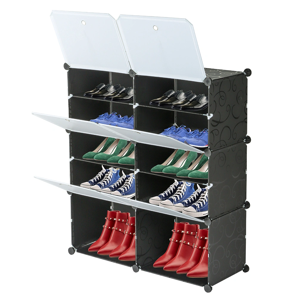 5-Tier Expandable Shoe Rack Organizer - Holds 20 Pairs, Portable Tower Shelf for Heels, Boots & Slippers, Black view 2