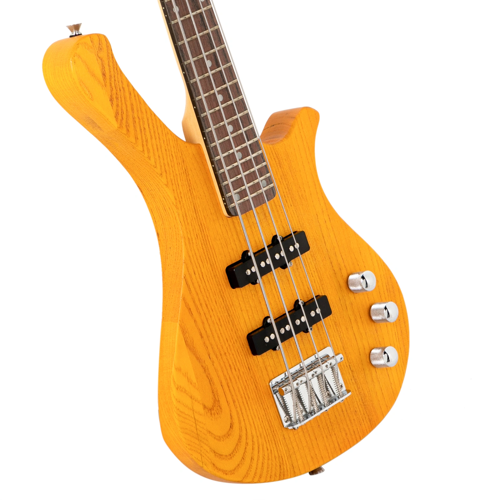 GW101 36in Small Scale Electric Bass Guitar Suit With Mahogany Body SS Pickups, Guitar Bag, Strap, Cable Transparent Yellow view 10