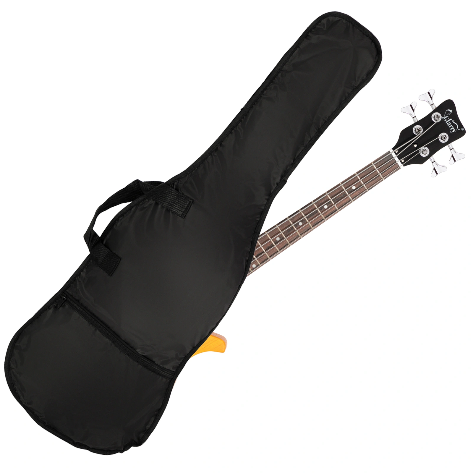 GW101 36in Small Scale Electric Bass Guitar Suit With Mahogany Body SS Pickups, Guitar Bag, Strap, Cable Transparent Yellow view 5