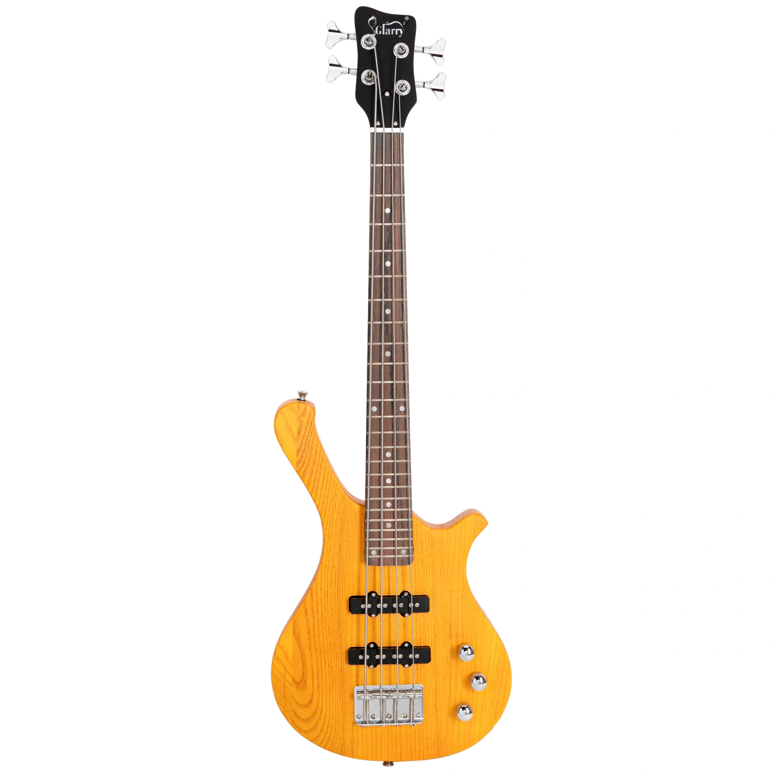 GW101 36in Small Scale Electric Bass Guitar Suit With Mahogany Body SS Pickups, Guitar Bag, Strap, Cable Transparent Yellow view 8