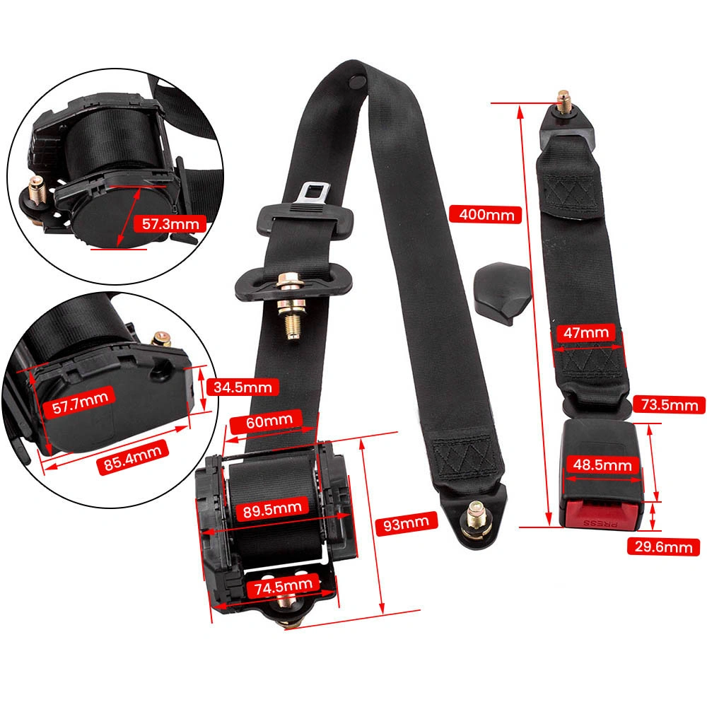 Retractable Adjustable Shoulder Seat Belt Universal 3 Point Safety Belts view 2
