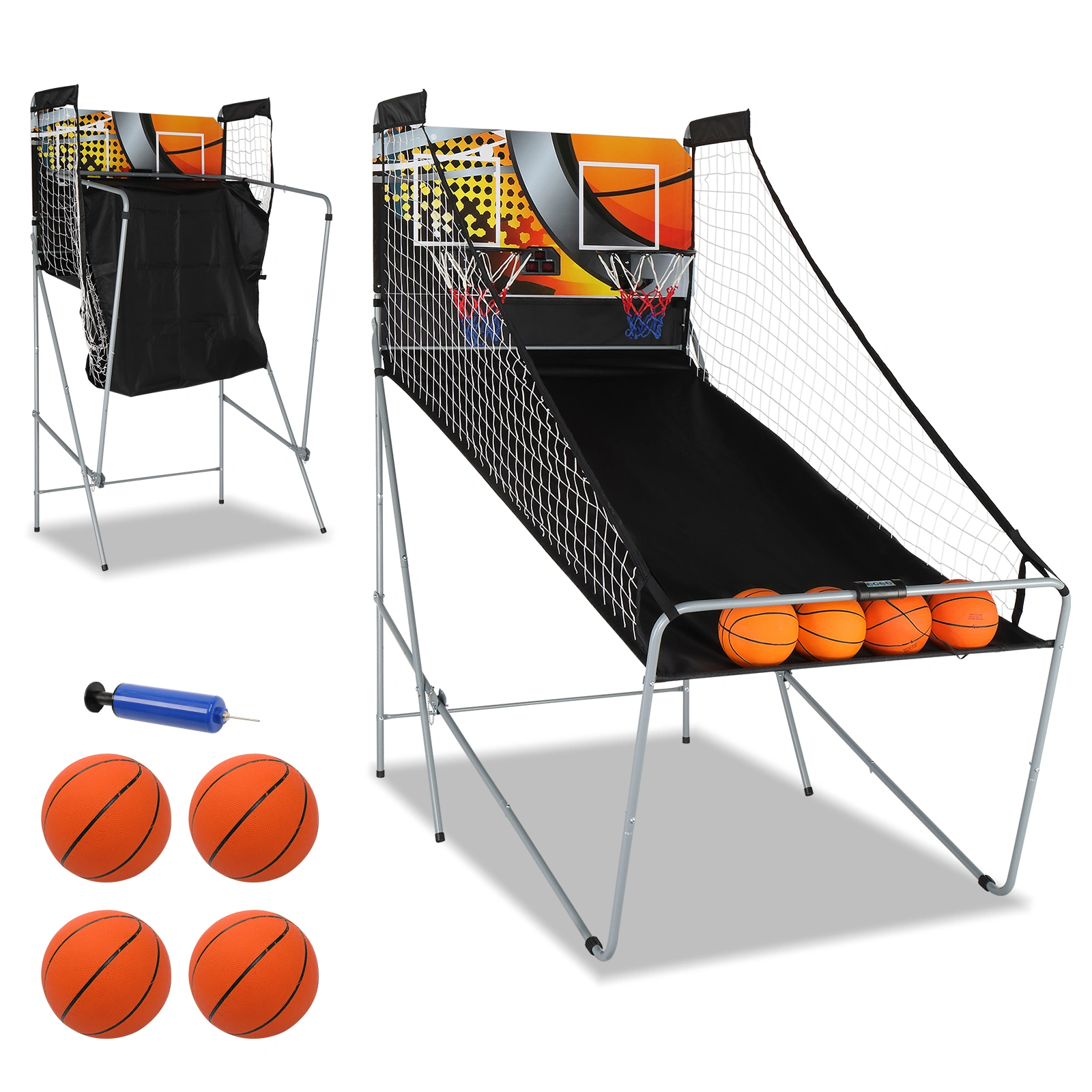 Indoor Basketball Arcade Game, Dual Basket Electronic Shooting Game, 2 Player with 4 Balls