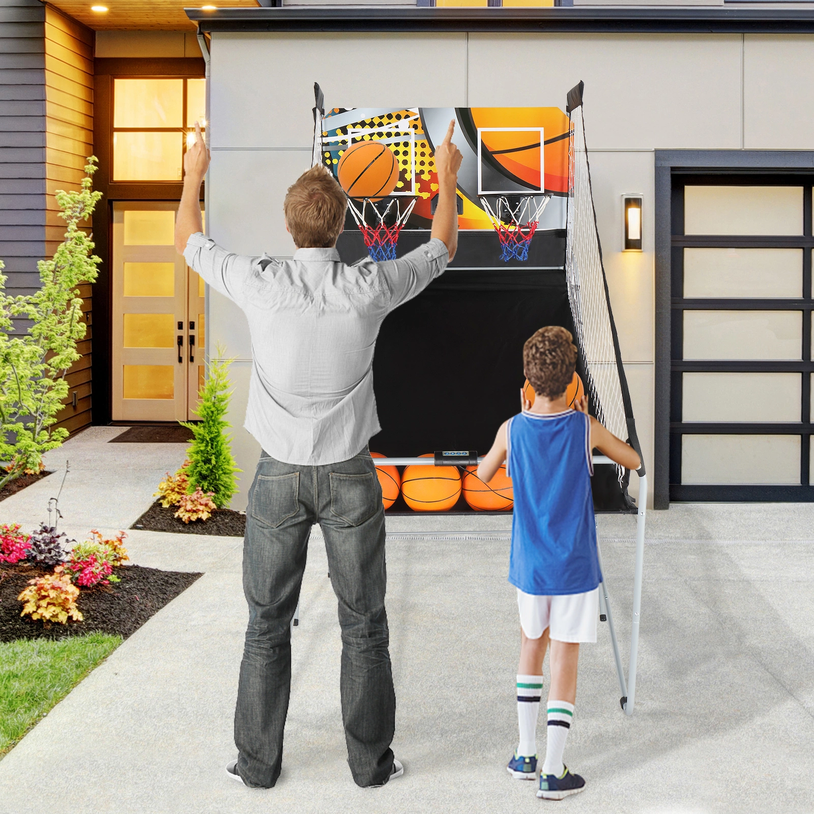 Indoor Basketball Arcade Game, Dual Basket Electronic Shooting Game, 2 Player with 4 Balls view 3
