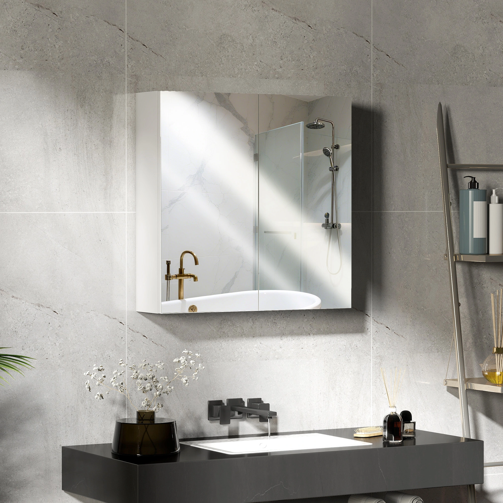 Vanity Bathroom Cabinet with Mirror, Wall Mounted Storage Organizer for Bathroom, Modern Design