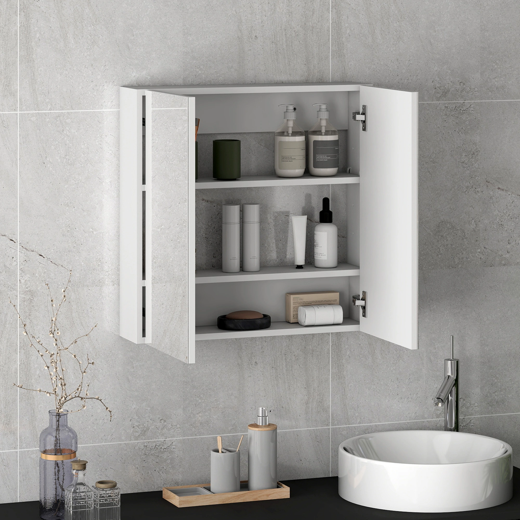 Vanity Bathroom Cabinet with Mirror, Wall Mounted Storage Organizer for Bathroom, Modern Design view 5