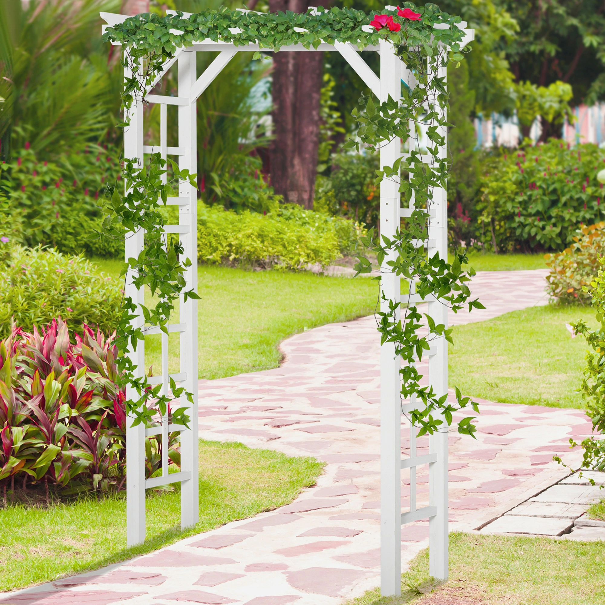 Metal Garden Arch, Heavy Duty Steel Flower Archway for Outdoor Patio Yard Walkway Entrance, Black