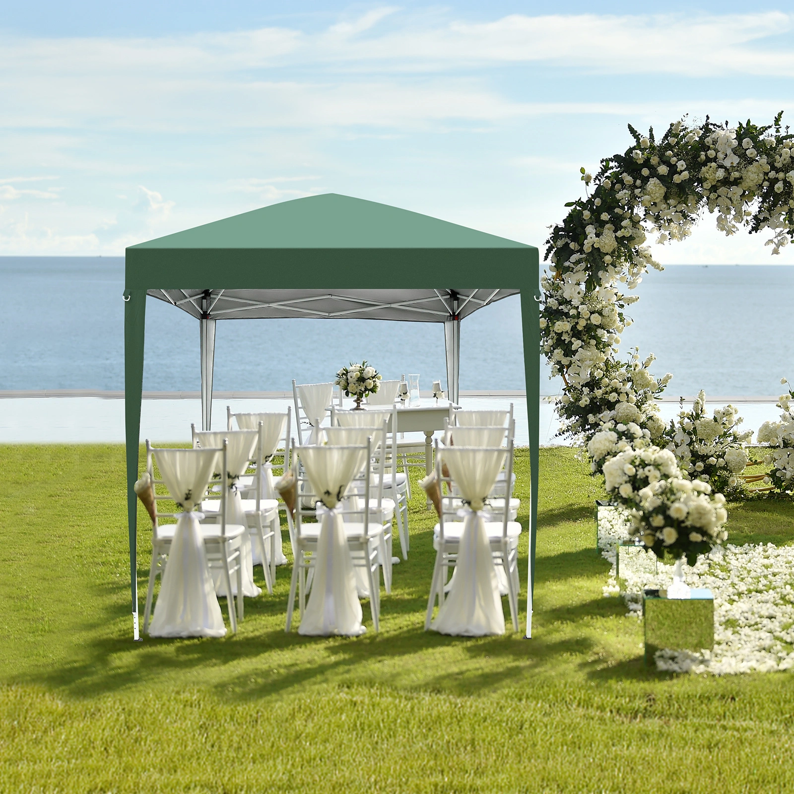 2x2m Green Waterproof Folding Tent, Right-Angle Portable Pop-up Shelter with 2 Doors & 2 Windows for Outdoor Camping view 8