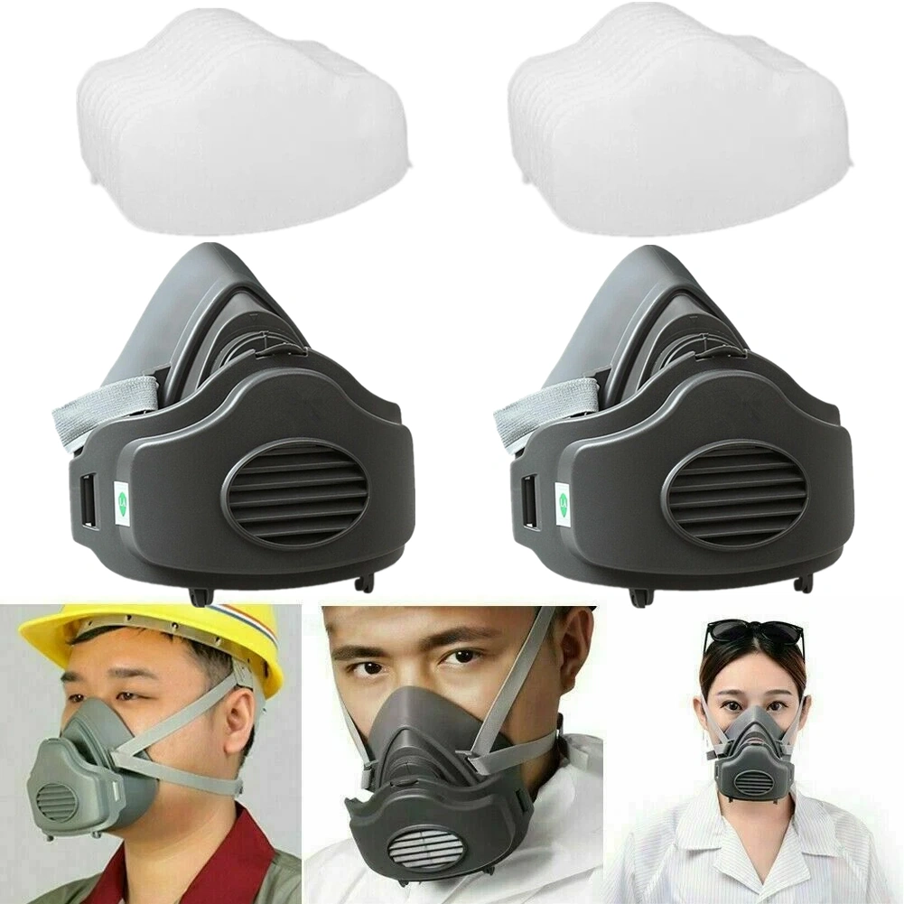 2-Pack Reusable Half Face Respirator Dust Mask for Woodworking Painting Welding US Logistics Only Self-Pickup TK/TMEU view 5