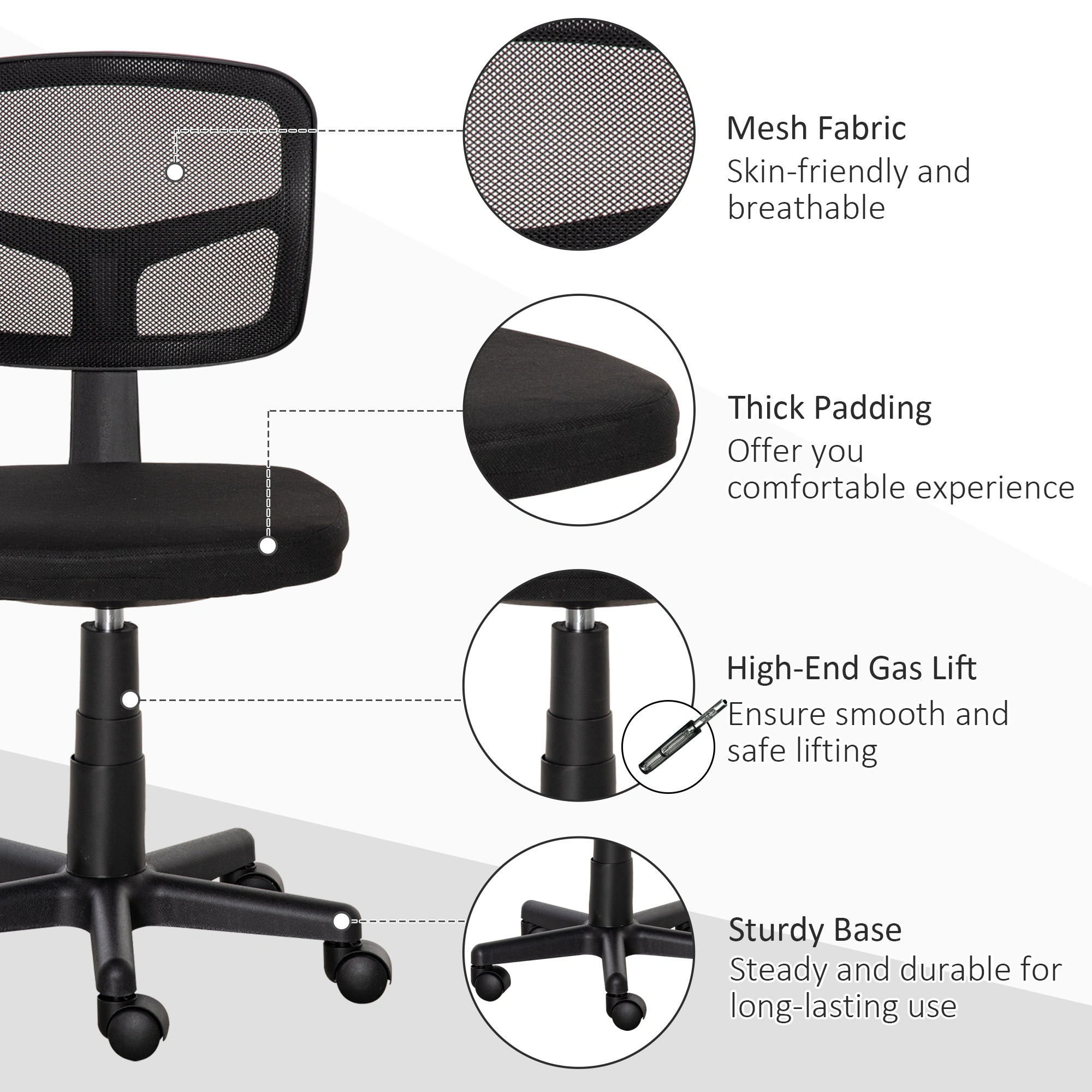 Ergonomic Massage Office Chair, High Back Swivel Chair with Lumbar Support for Home & Office Use view 3