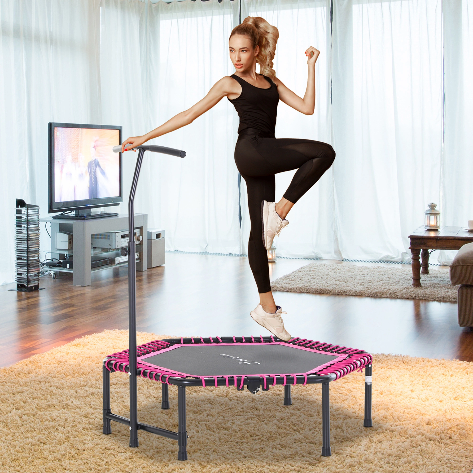 Foldable Exercise Trampoline 400LB Capacity, 36" Bounce Fitness Rebounder Trampoline for Kids Adults Indoor Outdoor Workout