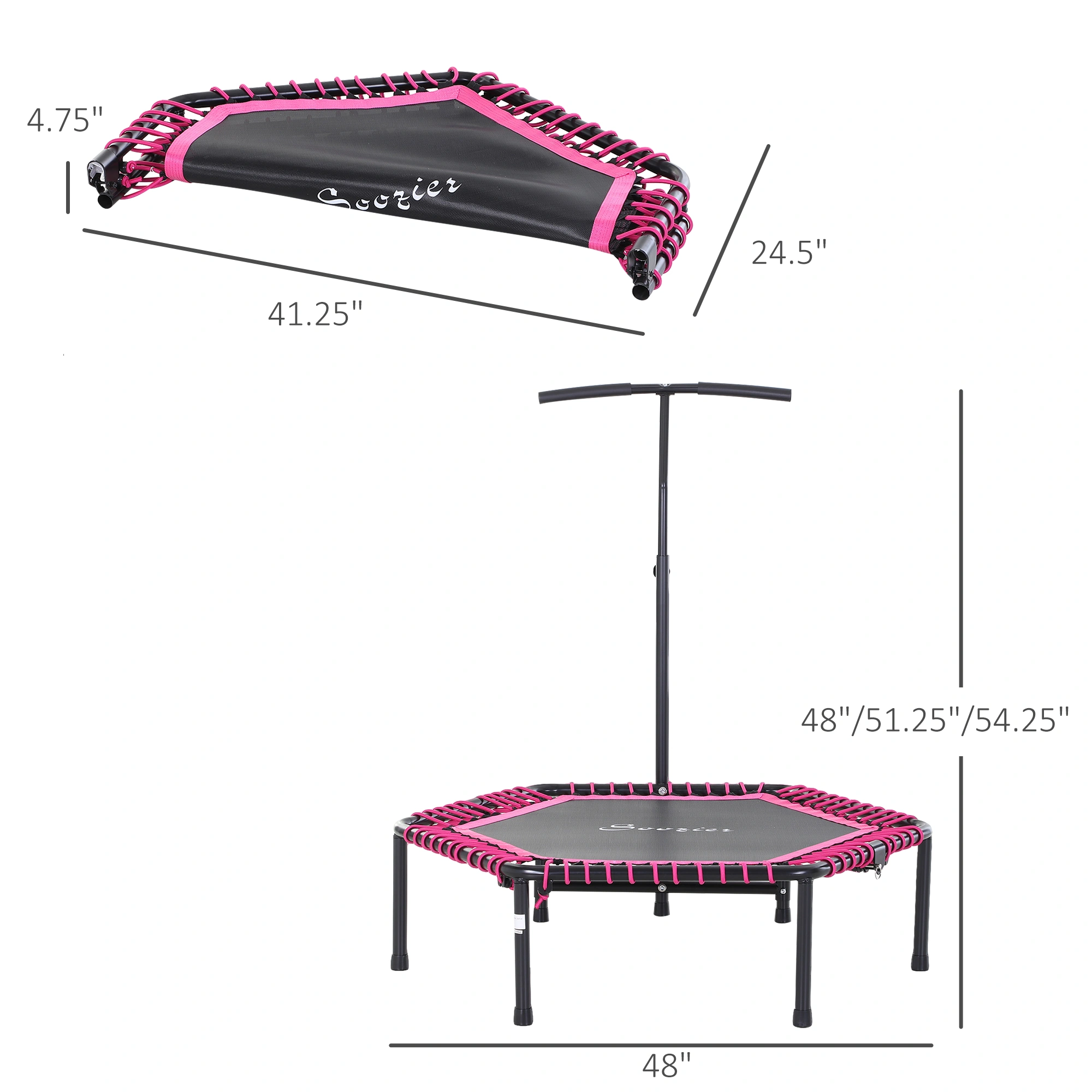Foldable Exercise Trampoline 400LB Capacity, 36" Bounce Fitness Rebounder Trampoline for Kids Adults Indoor Outdoor Workout view 2