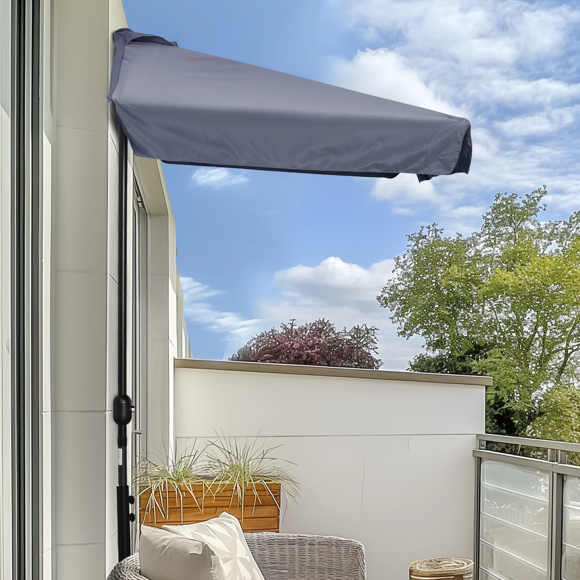 Heavy Duty Wall Mounted Umbrella Rack, Metal Coat Hook Stand for Umbrellas & Canes, Indoor Outdoor Doorway Organizer, Silver, 12 x 6 Inch