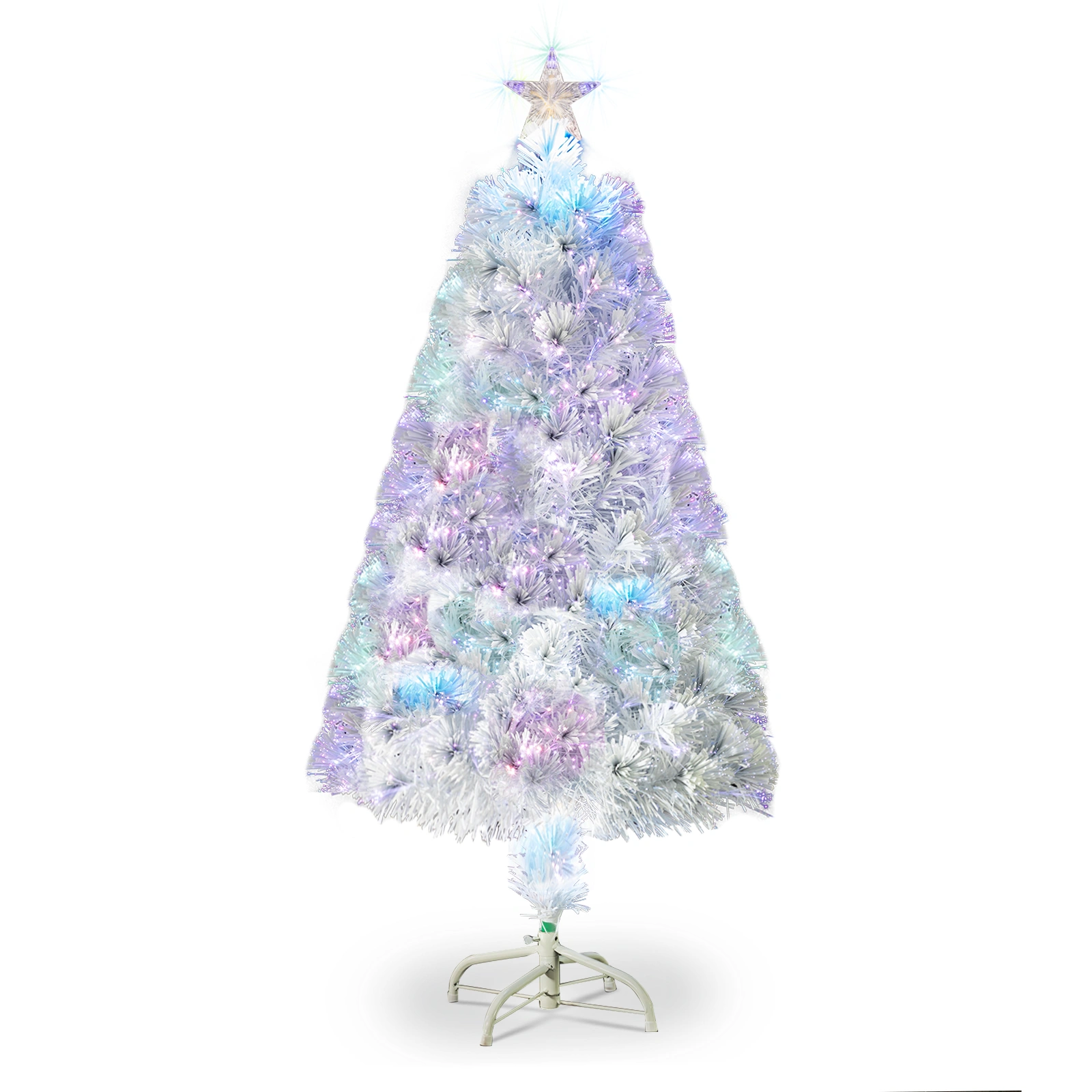 4ft 120 Branch Fiber Optic PVC Branch Iron Bracket Christmas Tree White view 2