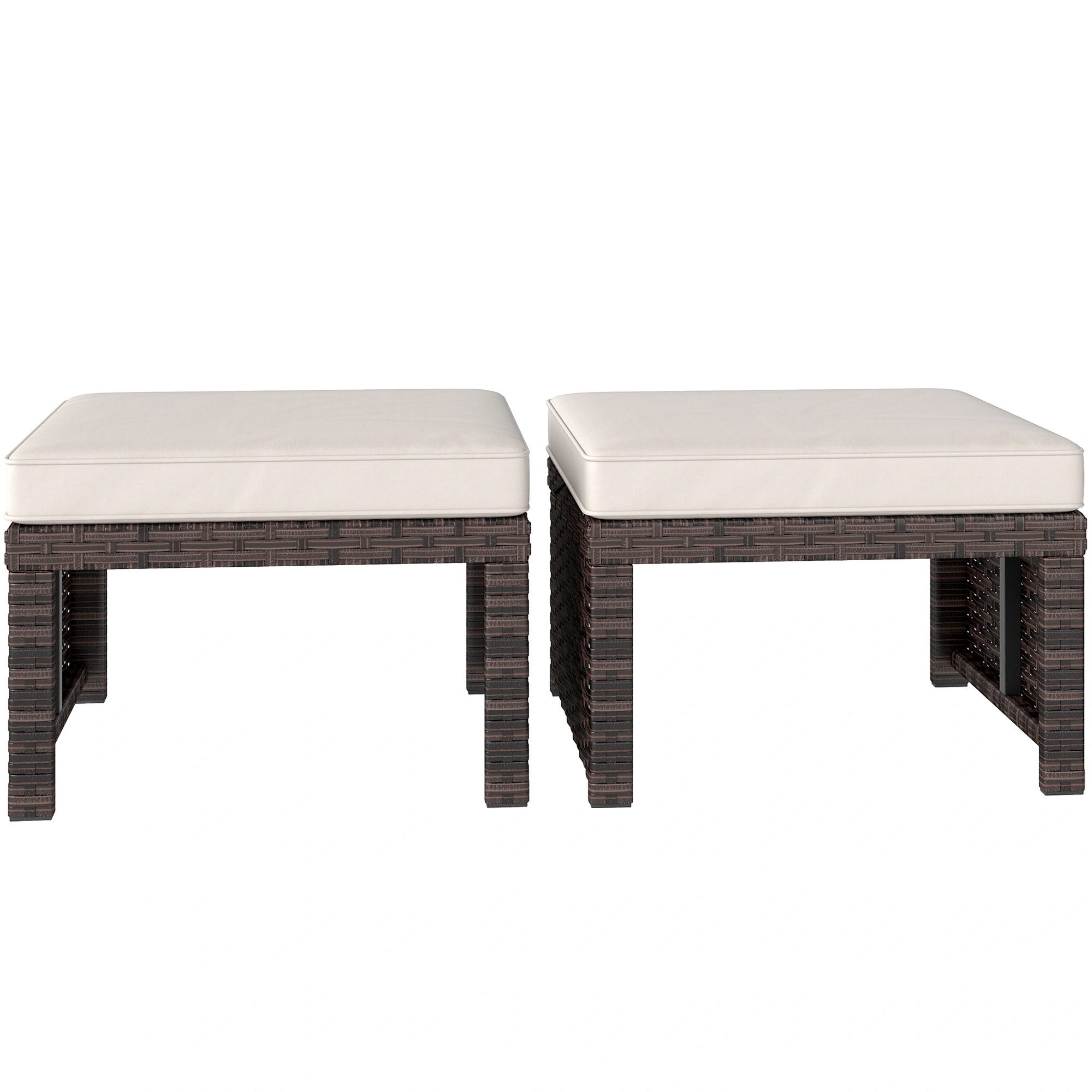 All-Weather Outdoor Ottoman Bench, Waterproof Patio Storage Footrest Seat for Garden Deck Porch
