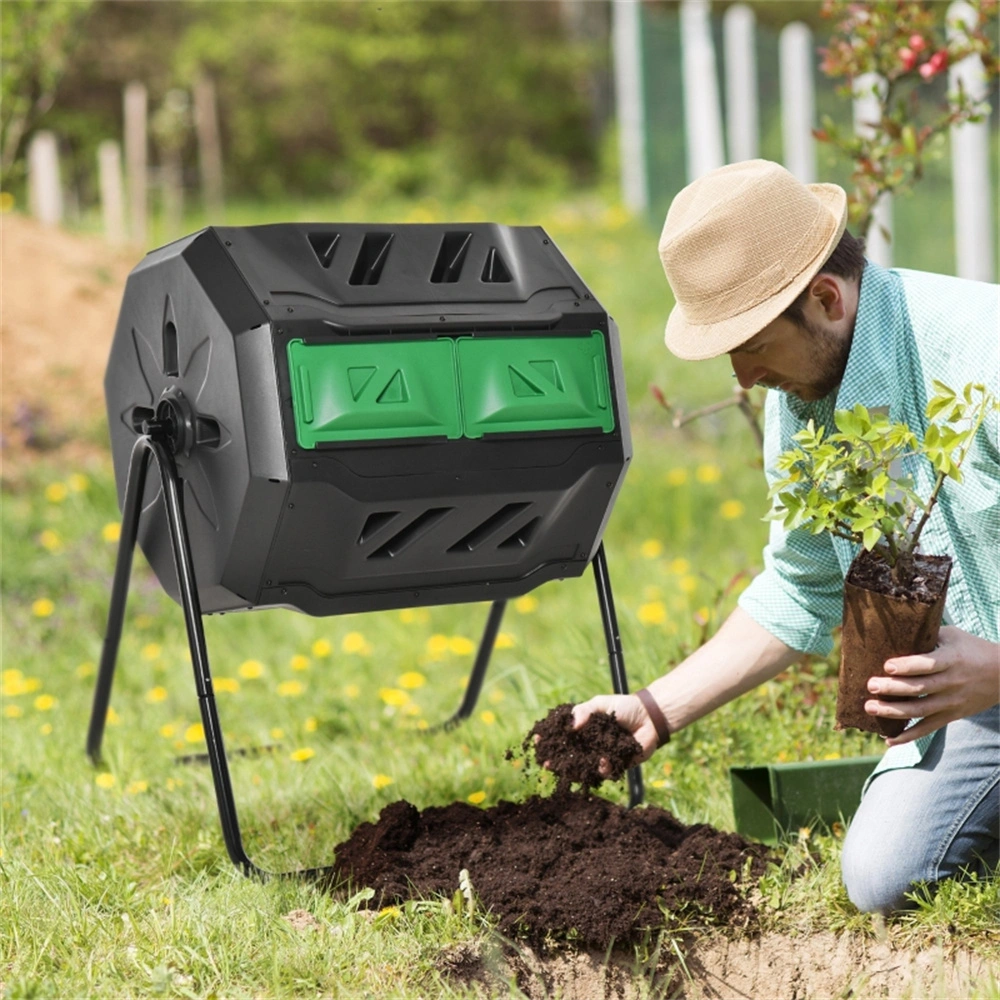 120L Compact Tumbling Compost Bin, Easy-Spin Outdoor Composter for Small Gardens, Weather-Resistant Plastic view 2