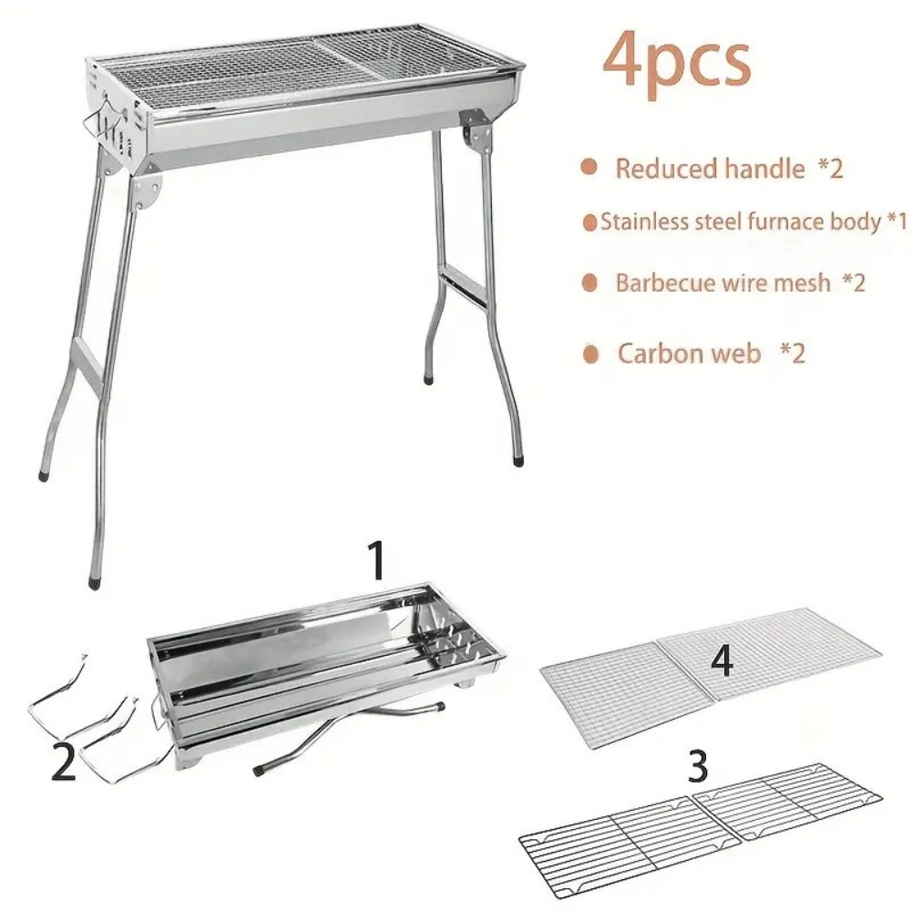 Folding BBQ Charcoal Grill Stainless Steel Garden Picnic Camping Stove view 3