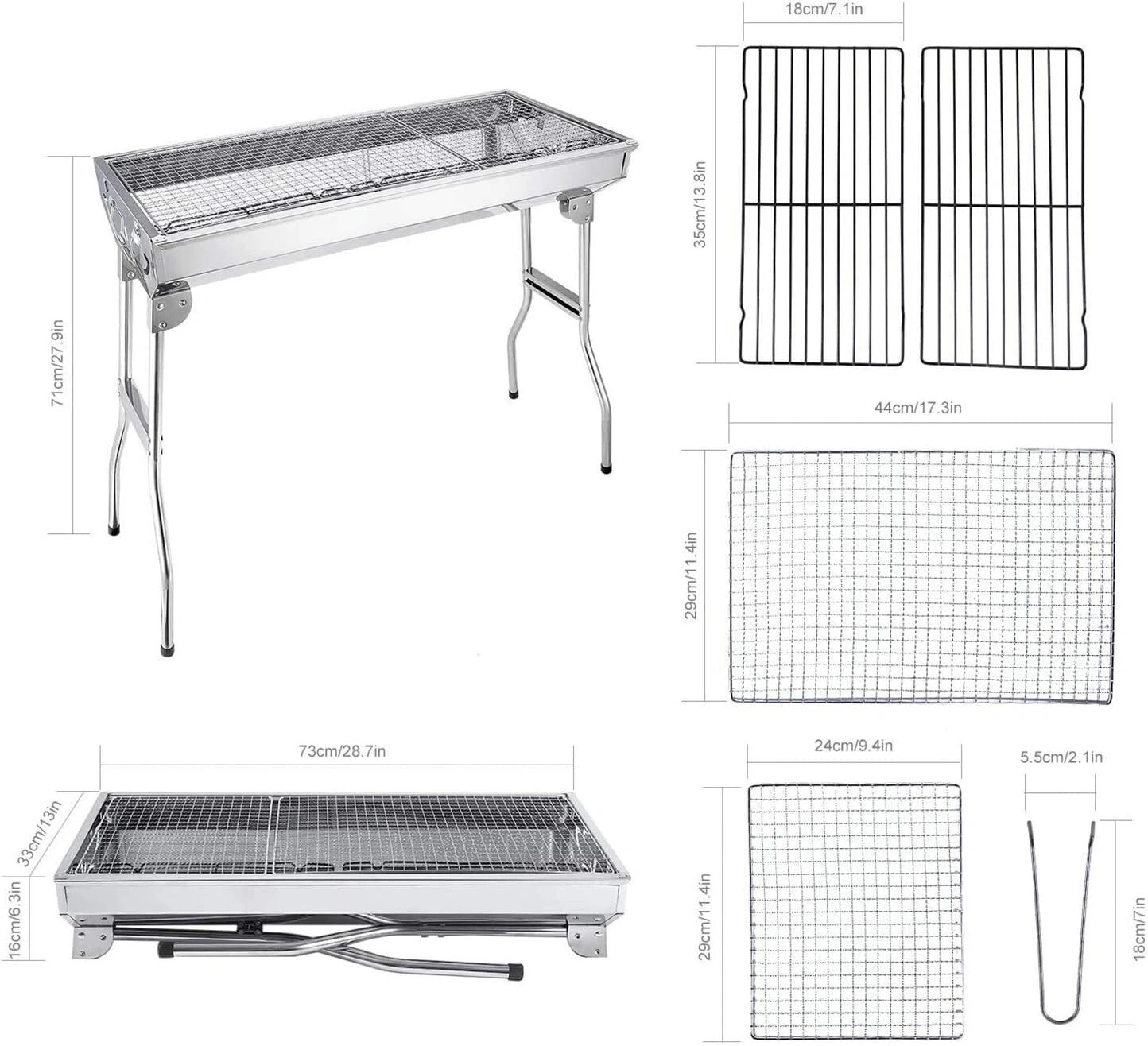 Folding BBQ Charcoal Grill Stainless Steel Garden Picnic Camping Stove view 4