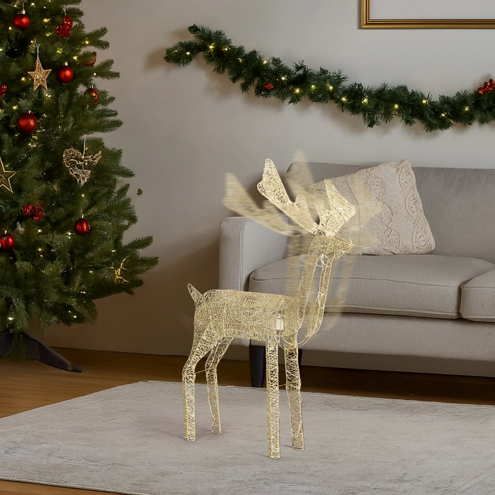 3.6FT Motorized Reindeer with Shaking Head, Outdoor Christmas Decorations with Motor & 120 Warm White LED Lights, for Xmas Outdoor Holiday Indoor Decor Lighted Holiday Displays view 12