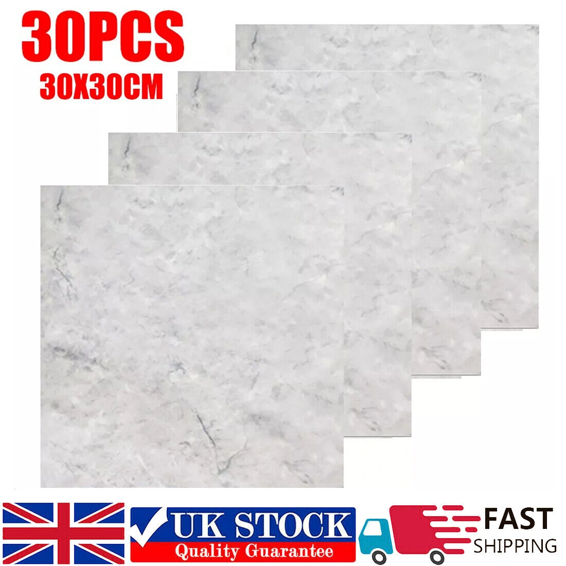 30Pcs PVC Marble Wall Tile Stickers, Self-Adhesive Vinyl Backsplash for Kitchen Bathroom Decor view 2