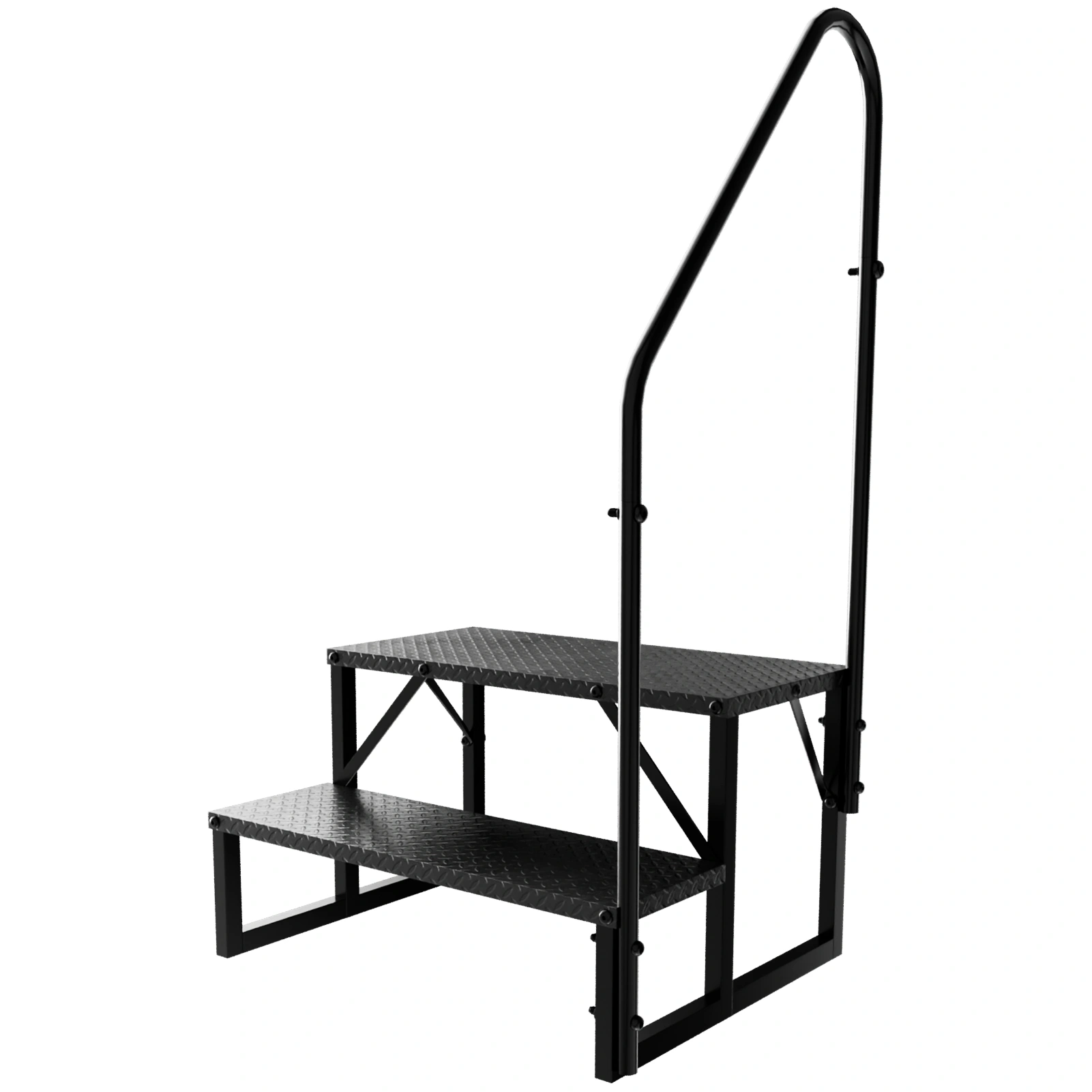 2-Step RV Steps with Handrail, Portable Hot Tub Ladder for Mobile Home & 5th Wheel RVs