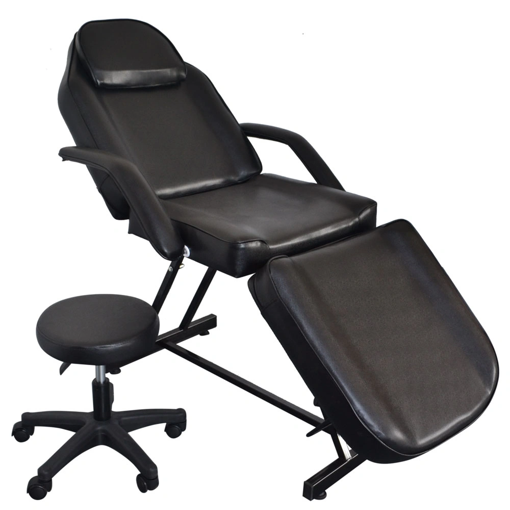 015A Beauty Salon Bed with Stool, Black