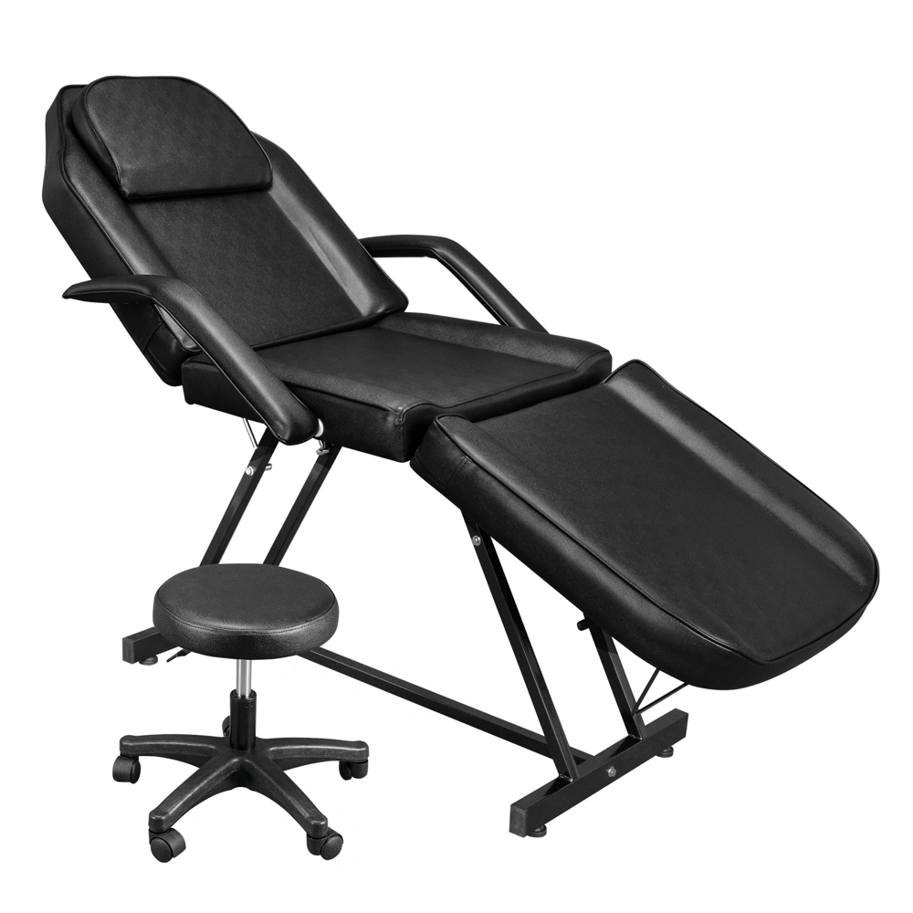015A Beauty Salon Bed with Stool, Black view 2