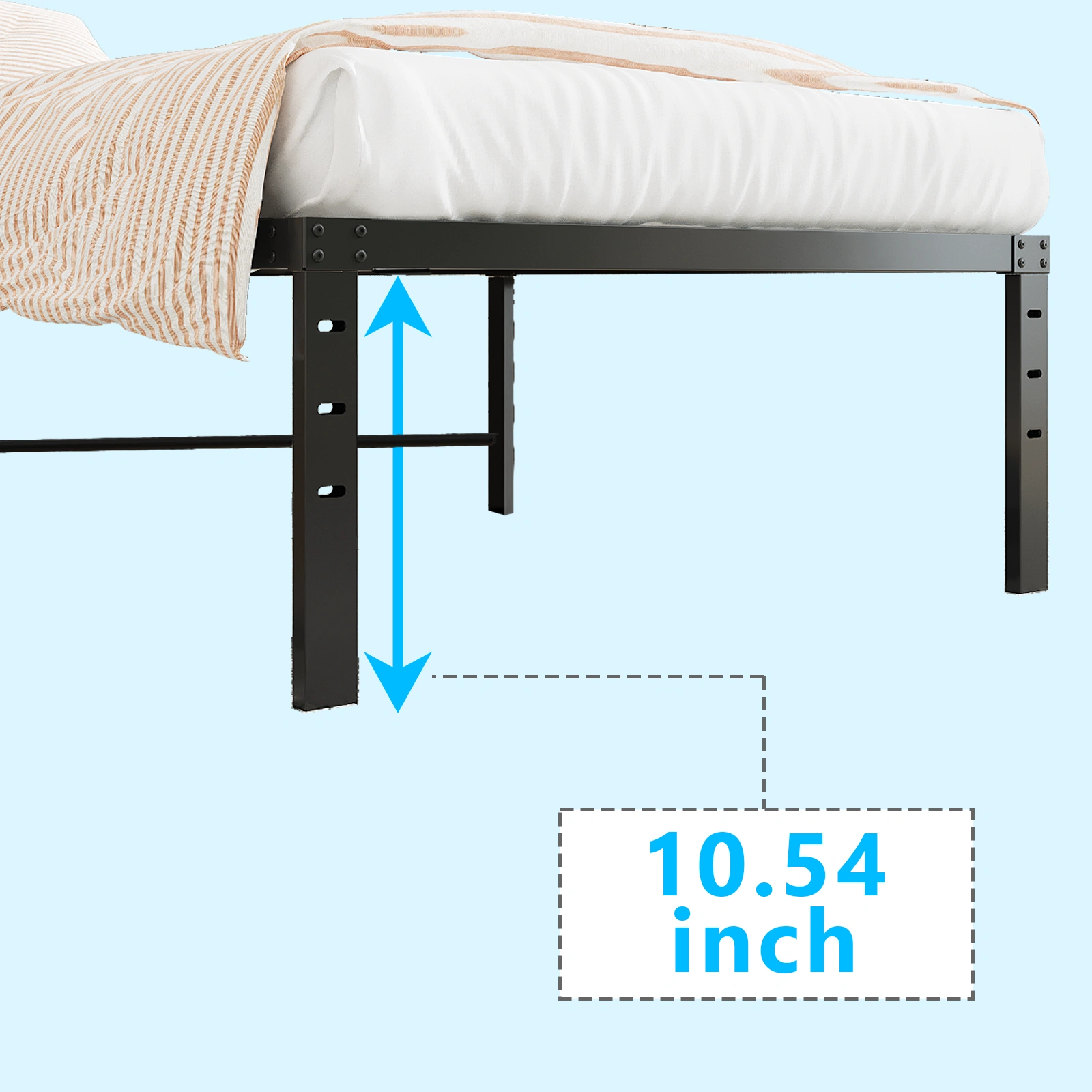 Black Twin Size Simple Basic Platform Metal Bed Frame - 12 Inch Bed Height view 4